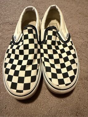 Vans Black and White Checkerboard Slip-On Platforms